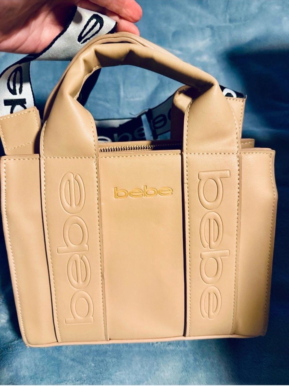 NWT~Hana Mini PU BeBe Satchel with detachable BeBe Logo Crossbody Strap!